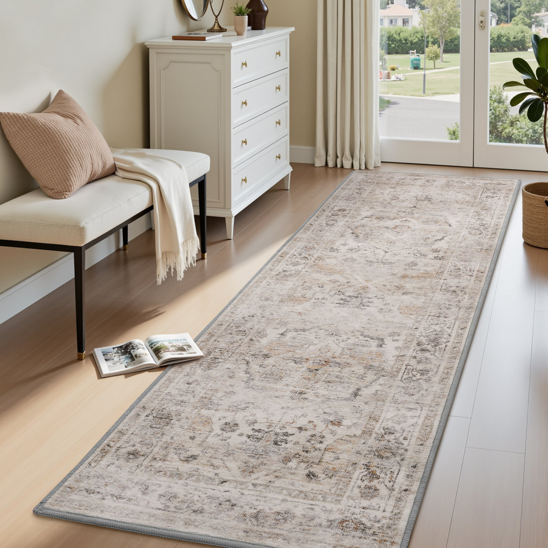 Soft Machine Washable Oriental Area Rug For Living Room, Bedroom